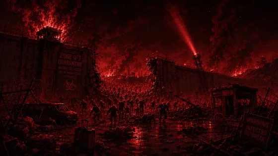 Miasto w ogniu nocą